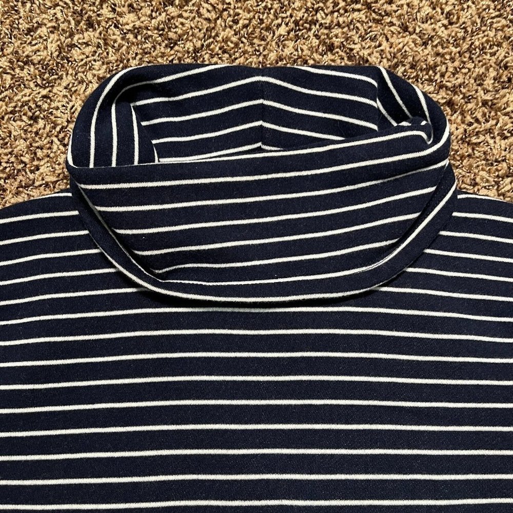 J Crew Sweater Womens XXS Navy Stripe Cowl Neck Knit Long Sleeve Pullover Top - Picture 4 of 10